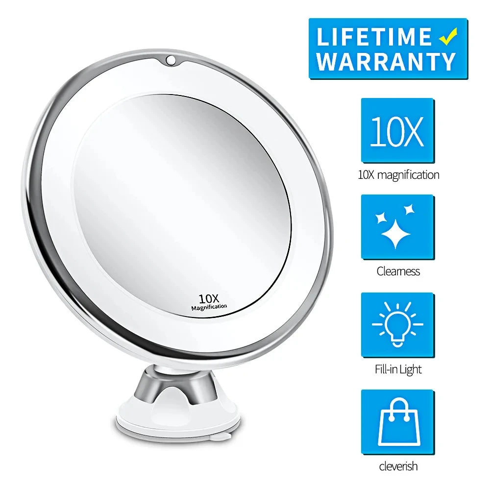 10x Magnifying LED Vanity Mirror with Touch Screen - Smarsty
