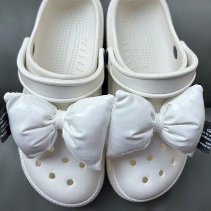 2Pcs Adorable Bow Shoe Charms Glossy, Shiny, Diy Fashion Decorations For Shoes Cute Accessories To Elevate Your Footwear Style