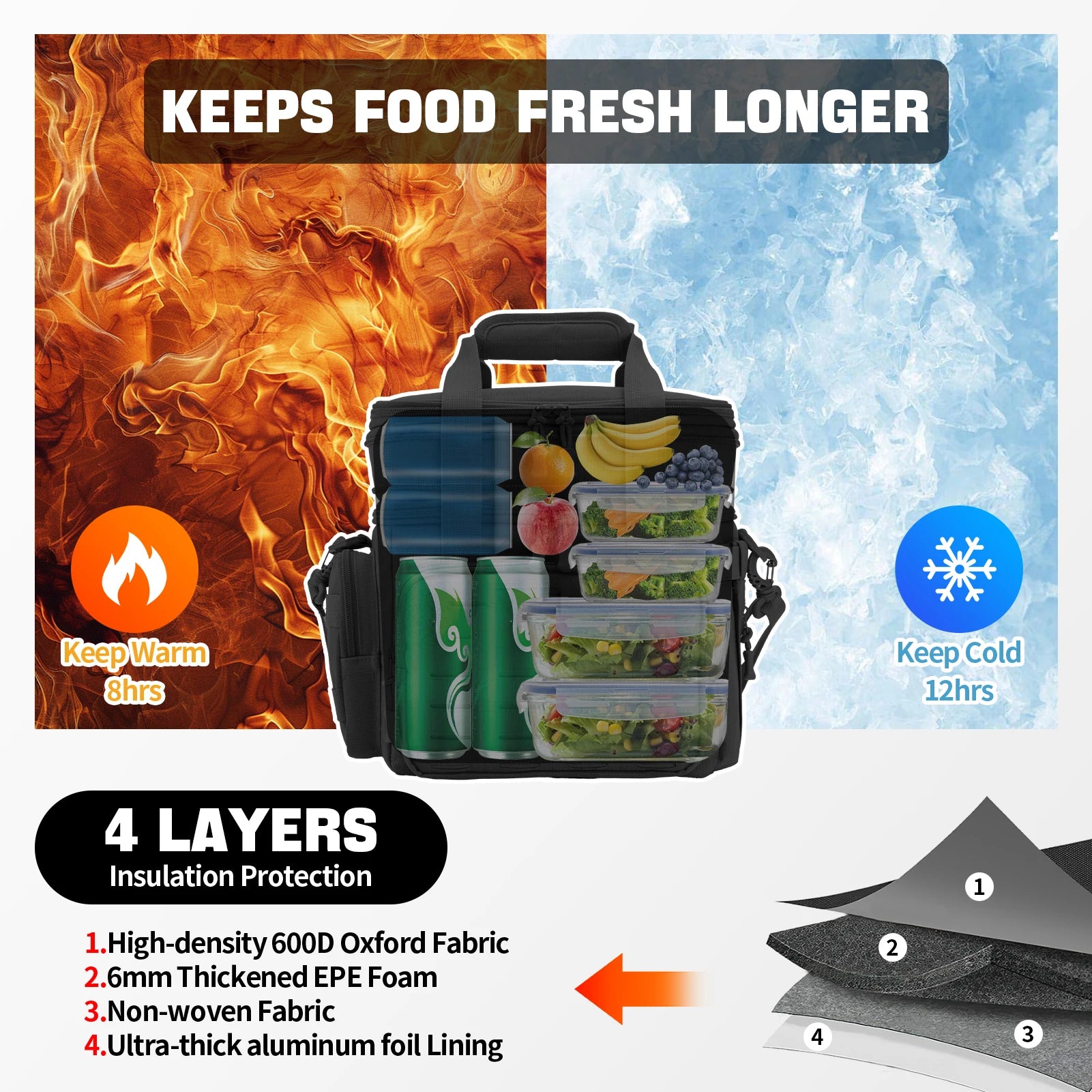 18L Tactical Insulated Lunch Box For Men Expandable - Smarsty