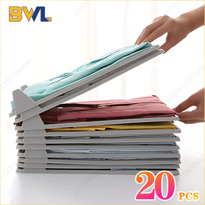 20PCS Shirt Storage Board Stackable T-shirt Organizer Folding Clothes Board Multifunctional Portable Clothes Storage with Handle by Smarsty