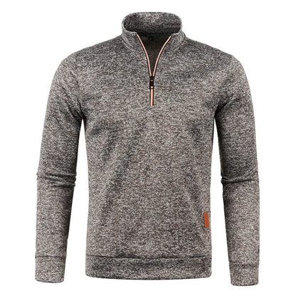 Autumn Men's Half Zipper Sweatshirts Long Sleeve Solid Color Pullover Turtleneck Streetwear Winter Warm Jacket Sport Coats - Smarsty