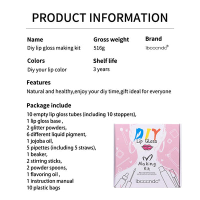 DIY Lip Gloss Making Kit Moisturizing Lip Gloss Base Diy Raw Material Tool Kit Shiny Glitter Lip Tints Glaze Handmade Cosmetics
