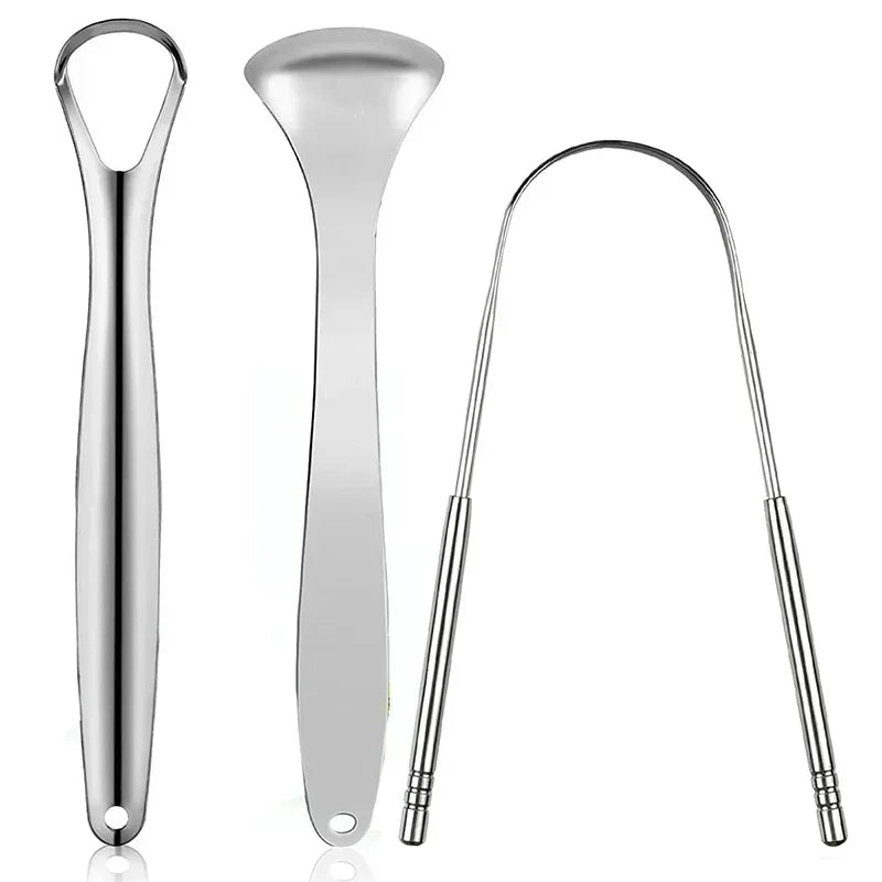Premium 1pcs/3pcs Metal Tongue Scraper Cleaner for Adults & Kids Portable Stainless Steel Tongue Scrapers Brushes for Removing - Smarsty