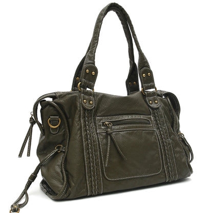 PU Leather Tote Bag With Zip Pockets Crossbody For Travel - Smarsty