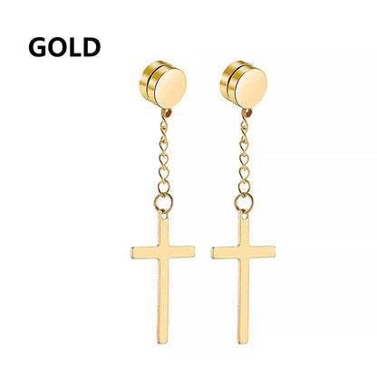 Stainless Steel Cross Dangle Earrings for Men and Women - Smarsty