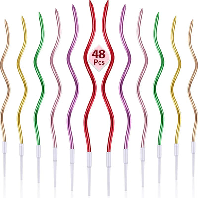 6/12/48pcs/1case Birthday Candles Spiral Cake Candles  Long Thin Cake Candles For Wedding Party And Cake Decoration - Smarsty