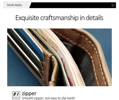New Retro Men Leather Wallets Small Money Purses Design Dollar Price Top Men Thin Wallet With Coin Bag Zipper - Smarsty