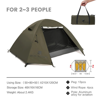MOBI GARDEN Camping Backpacking Tent Waterproof Rainproof Hiking Silver Coated Sun Protection Easy Set Up by Smarsty