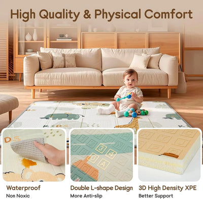Baby Play Mat, PIGLOG 50x50 Playpen Mat, Waterproof Playmats for Babies and Toddlers Kids, Safe Foam Playmat for Tummy Time