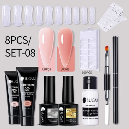 Nude Glitter Gel Nail Polish Kit for Long-Lasting Manicure - Smarsty