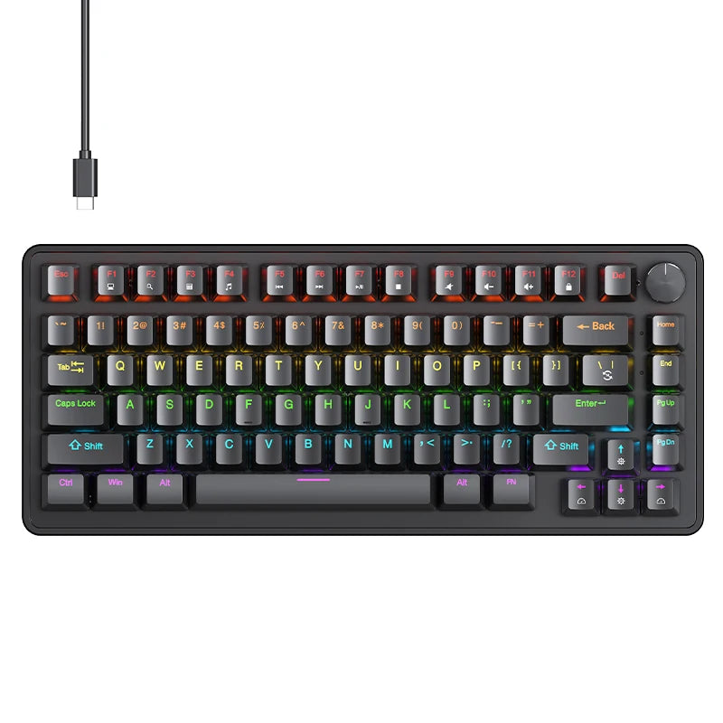 75 Percent Mechanical Keyboard With Media Knob Backlighting