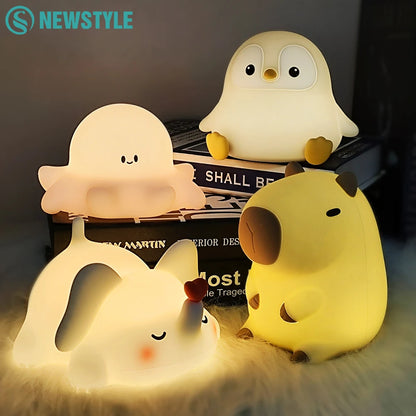 Cute Penguin Night Light Rechargeable Silicone Lamp for Kids - Smarsty