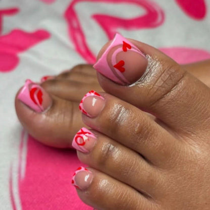 24PCS Pink French Tip Press On Toe Nails - Smarsty