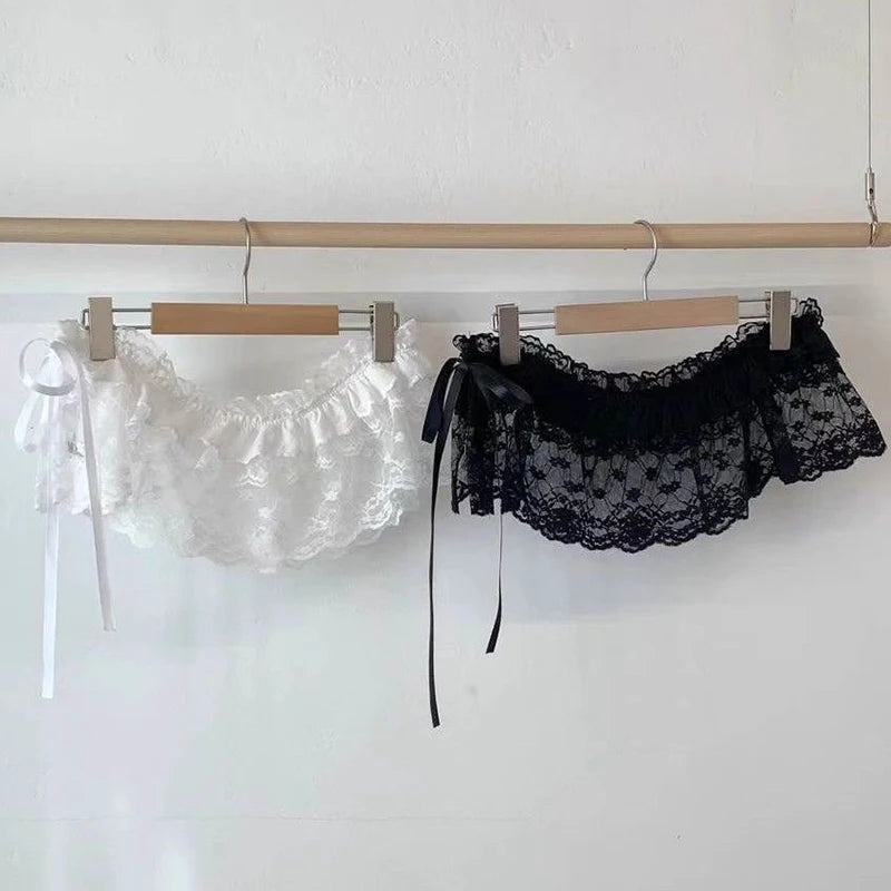 Korean Fashion Lace Skirt With Irregular Hemline - Smarsty