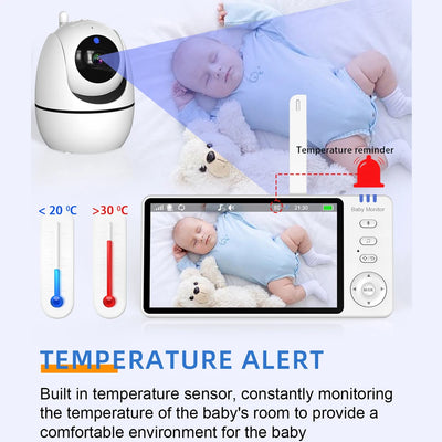 5.0 Inch Video Baby Monitor With Pan Tilt Camera Wireless Two Way Audio Night Vision Security Babysitter VOX Wake Up USB Charge by Smarsty