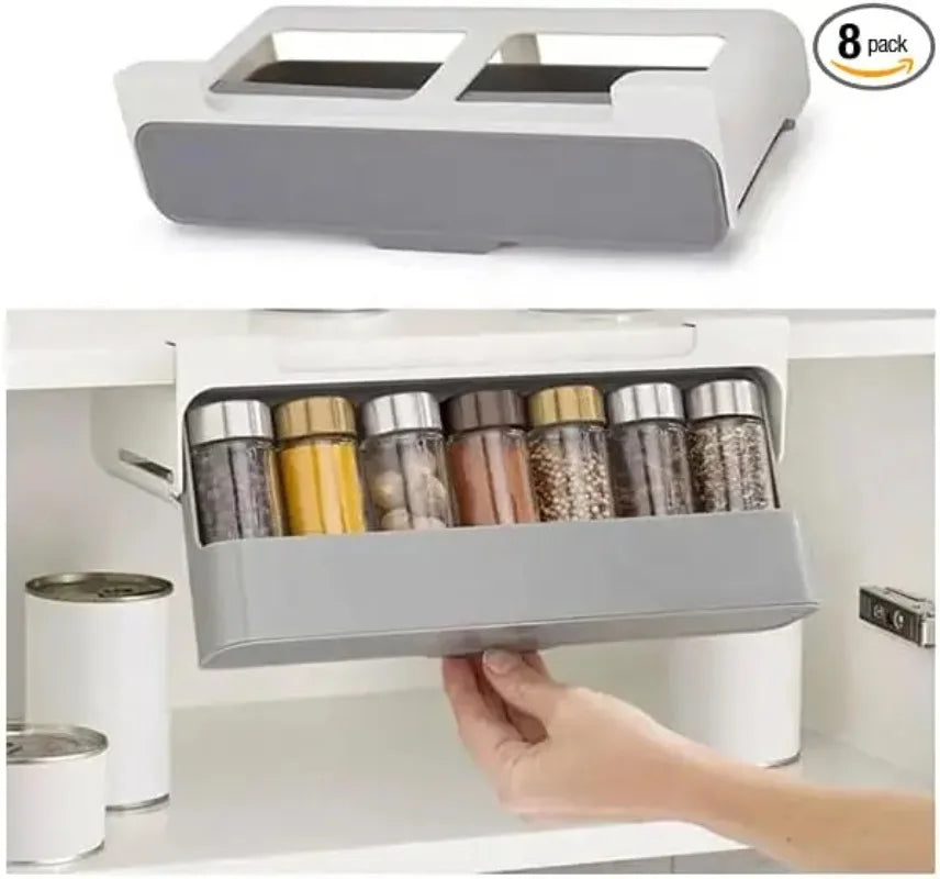 Plastic Seasoning Bottle Storage Rack Kitchen Seasoning Bottle Punch-free Adjustable Multi-functional Seasoning Jar Set