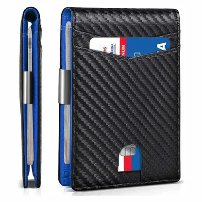 Rfid Carbon Fiber Luxury Men Wallets Money Bag Slim Thin Man Card Holder Wallet for Men Small Short Purse Male Vallet Billfold - Smarsty
