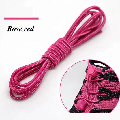 1 Pair 22 Colors Elastic Shoelaces Round Locking No Tie Shoe Laces Kids Adult Quick Lazy Laces Rubber Sneakers Shoelace T1 - Smarsty