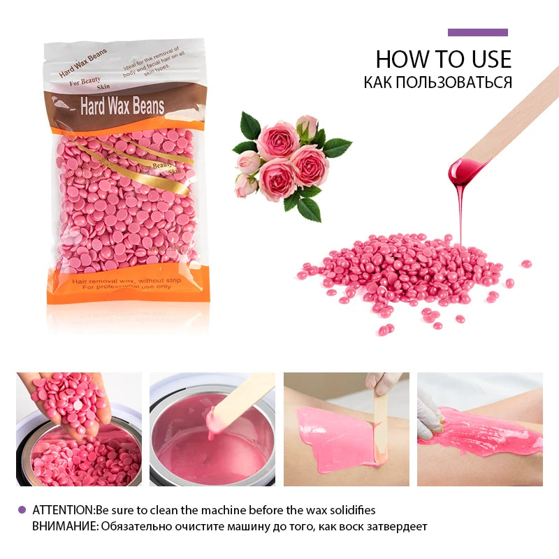500g/200g/50g Hard Wax Beans for Hair Removal Body European Brazilian Pearl for Wax Warmer Waxing Beans for Wax Heater Machine - Smarsty