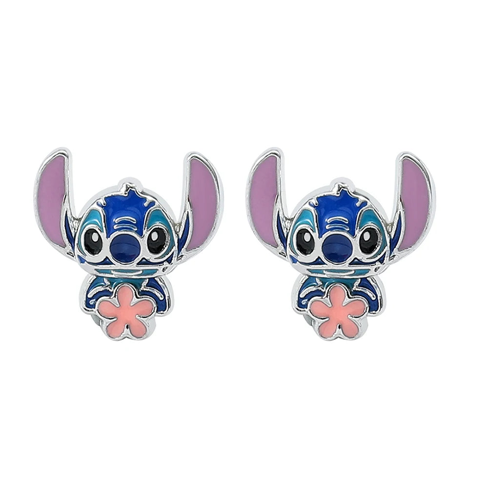 Cute Disney Stitch Flower Stud Earrings for Women and Girls - Smarsty
