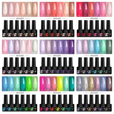 LILYCUTE 6Pcs Gel Nail Polish Kit Bright Pink - Smarsty