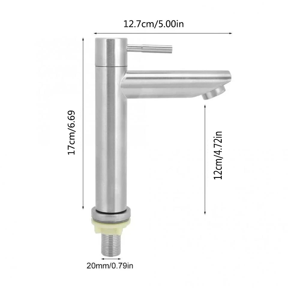 Stainless Steel Single Cold Bathroom Faucet Durable Design - Smarsty