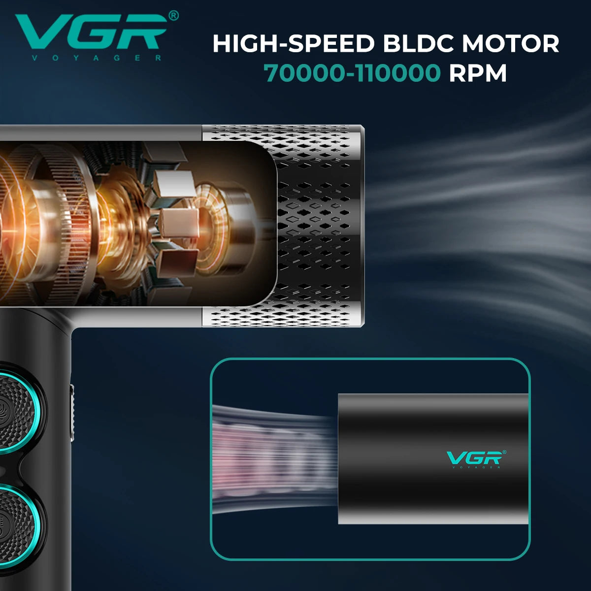 Professional VGR Hair Dryer with Hot and Cold Settings - Smarsty
