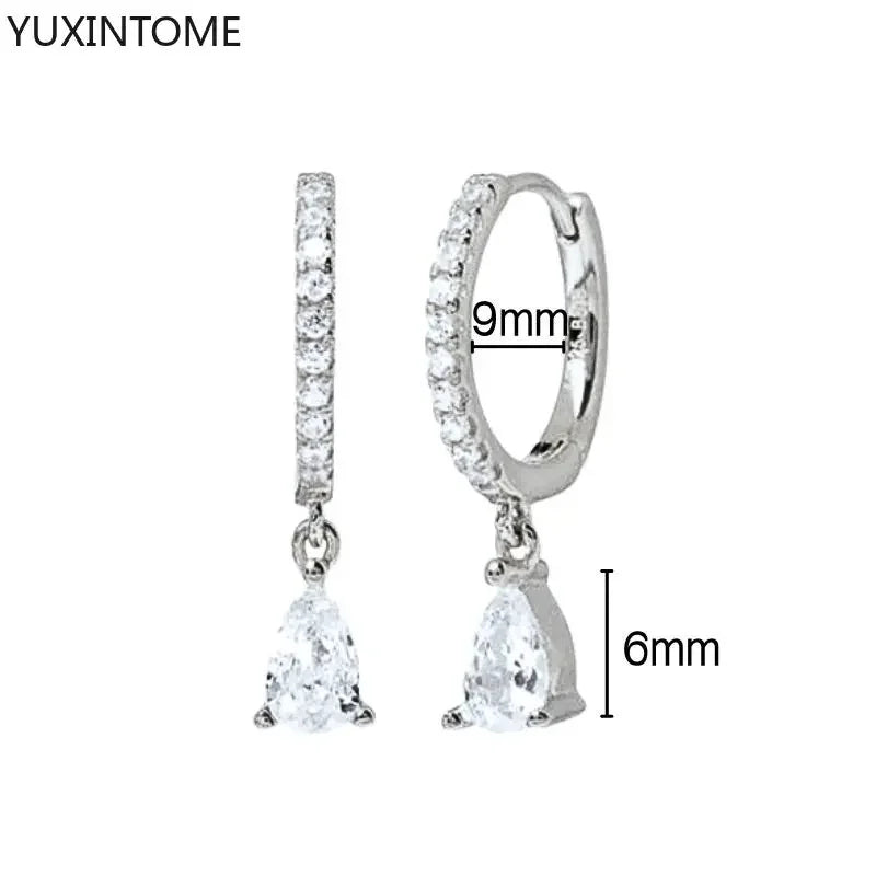 925 Sterling Silver Hoop Earrings White Crystal Luxury - Smarsty