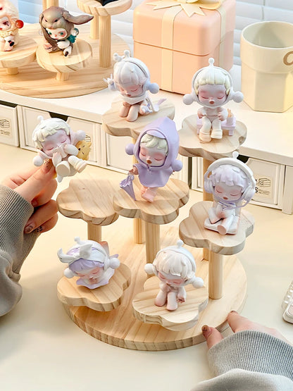 Wooden Display Riser Stand Organizer Shelf Stand for Toys and Dolls Figure Display Cabinet Cute Dolls Storage Rack Decoration by Smarsty