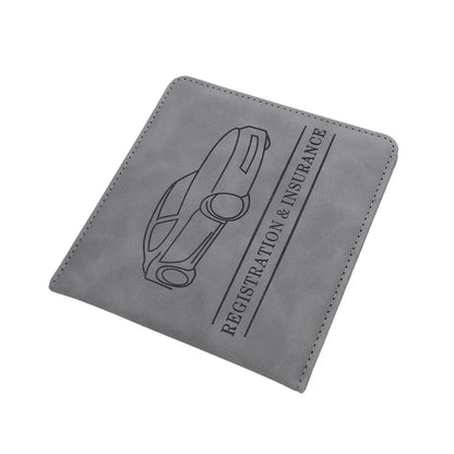 Car Registration Driver's License and Insurance Card Holder - Leather Vehicle Glove Box Automobile Documents Paperwork Organizer