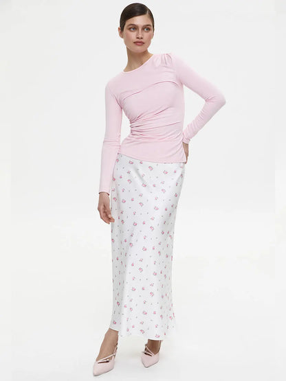 Tossy Summer Printed Fashion Long Skirt For Women High Waist Contrast Patchwork Slim Elegant Party Looks Ladies Y2k Maxi Skirt - Smarsty