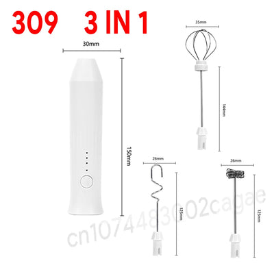 HOT  Electric Milk Frother + Egg Beater Wireless Type-C Charging 3 Speeds Mini Handheld Foam Maker Coffee Whisk Cooking Tools - Smarsty