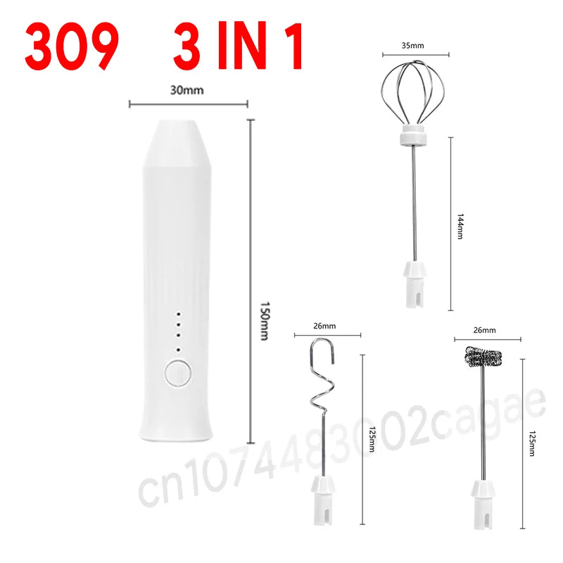 HOT  Electric Milk Frother + Egg Beater Wireless Type-C Charging 3 Speeds Mini Handheld Foam Maker Coffee Whisk Cooking Tools - Smarsty