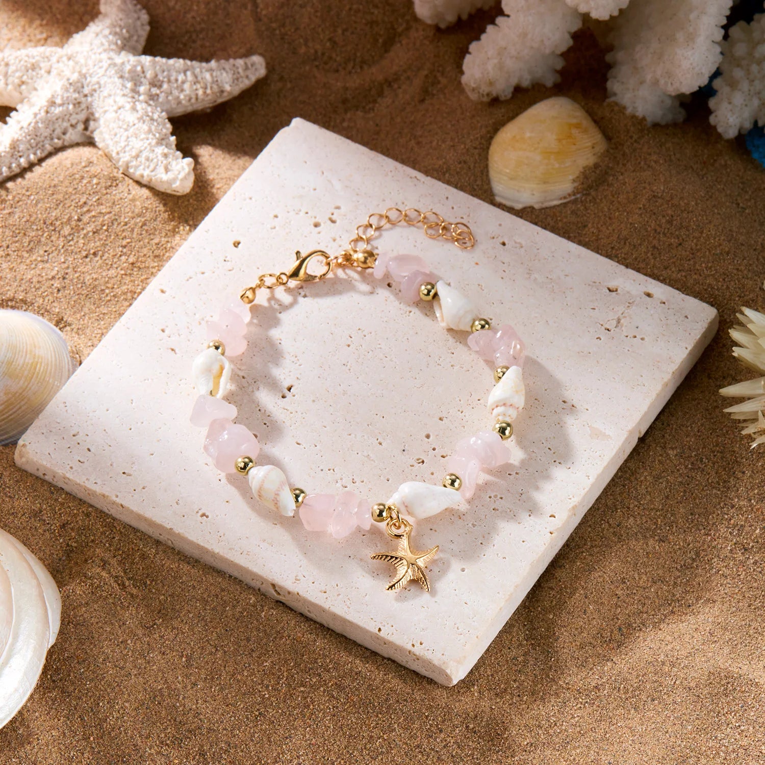 Bohemian Starfish Pendant Beaded Bracelet for Women - Smarsty