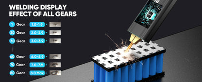 Seesii 80 Gears Mini Portable Spot Welder Spot Welder with Digital Display Upgraded Handheld Welding Nickel Sheets 0.1-0.2mm