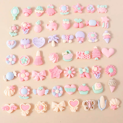 Kawaii Resin Flatback Pink Charms Pack For Diy Earrings - Smarsty