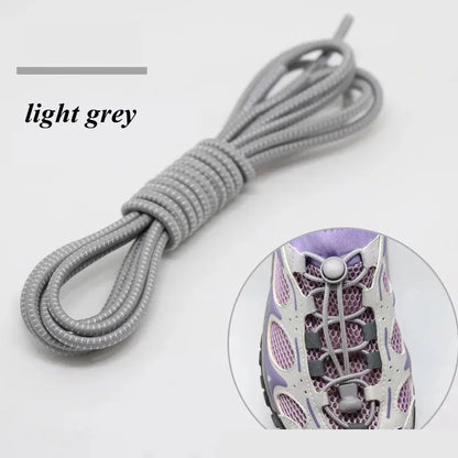 1 Pair 22 Colors Elastic Shoelaces Round Locking No Tie Shoe Laces Kids Adult Quick Lazy Laces Rubber Sneakers Shoelace T1 - Smarsty