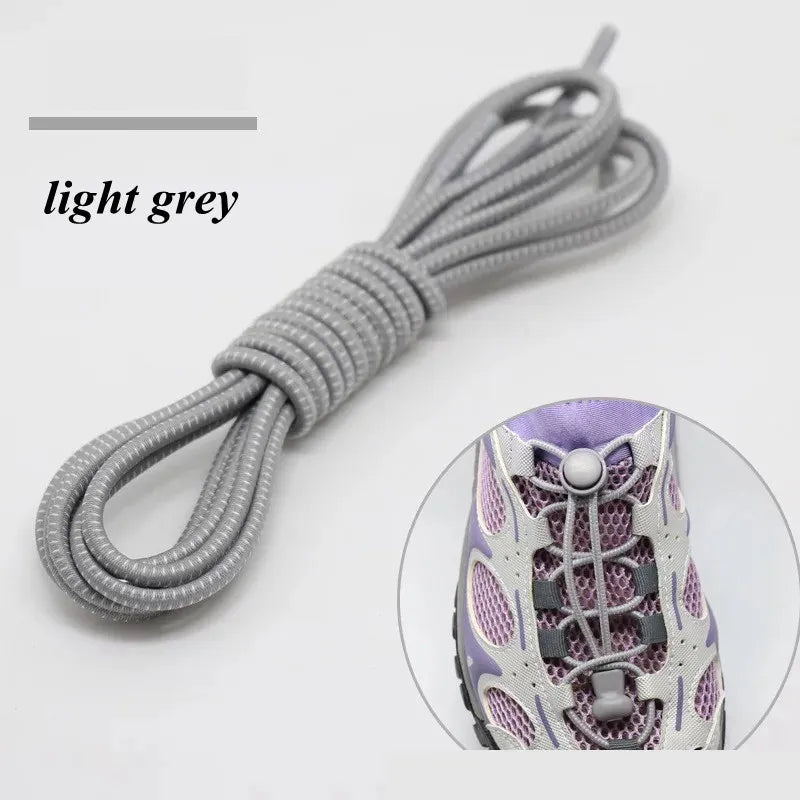 1 Pair 22 Colors Elastic Shoelaces Round Locking No Tie Shoe Laces Kids Adult Quick Lazy Laces Rubber Sneakers Shoelace T1 - Smarsty