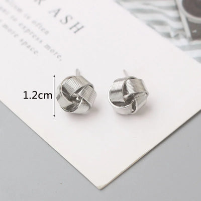 Tiny Gold Twist Round Stud Earrings Small Unusual Design - Smarsty