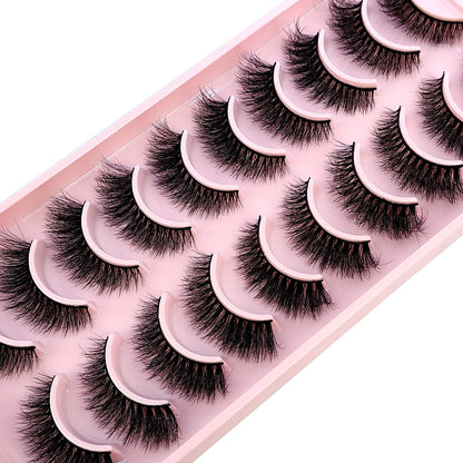 10 Pairs Handmade Faux Mink Eyelashes for Natural Look - Smarsty