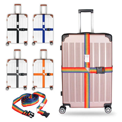 Luggage Buckle Strap Cross Belt Packing Adjustable Travel Accessories Suitcase Buckle Strap Rainbow Baggage Packing Belts - Smarsty