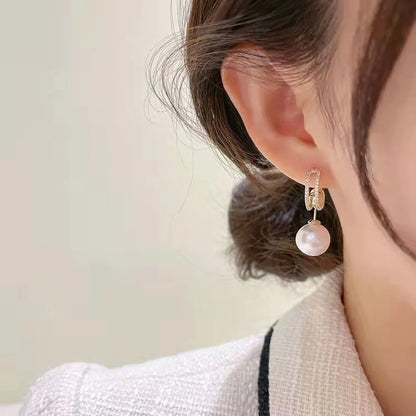 Pearl Long Earrings With Rhinestones For Wedding Fashion - Smarsty