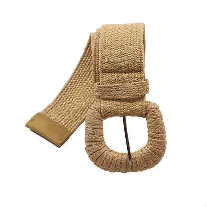 Retro Women Braided Wide Pin Buckle Belt Summer Fashion - Smarsty