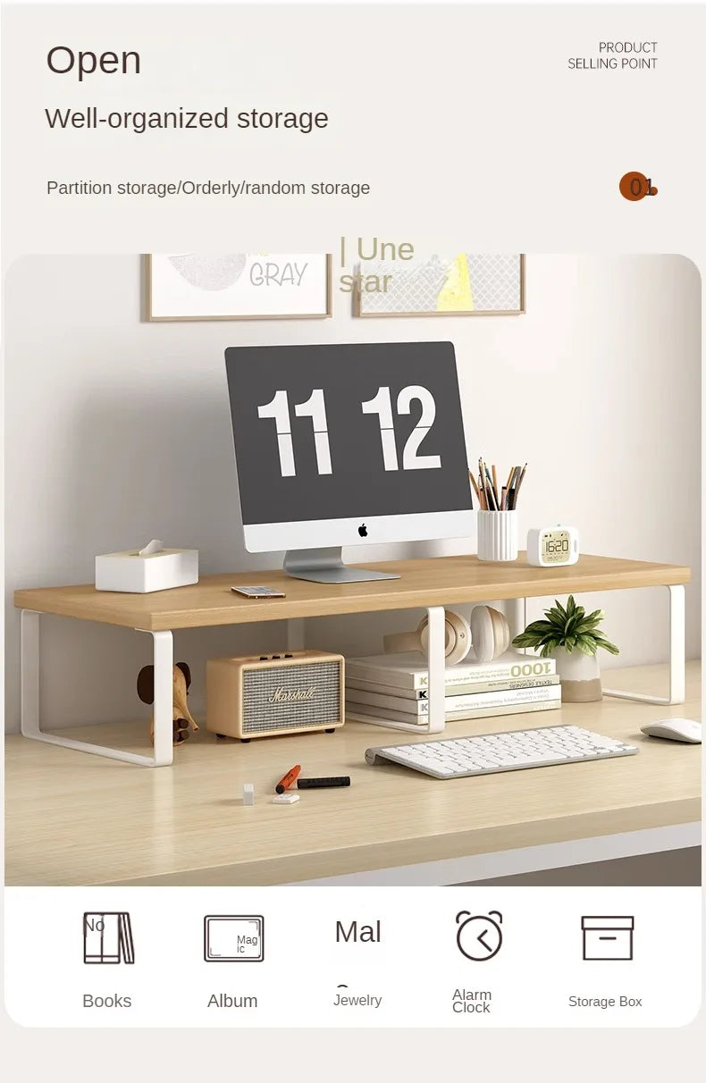 30/40/50cm Monitor Raised Shelf Office Laptop Bracket Desktop Computer Stand Desktop Rack Home Storage Holders Organizer by Smarsty