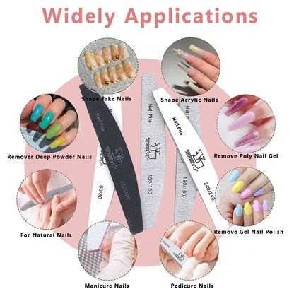 Professional Nail File Set with 5 Colors and Multiple Grits - Smarsty