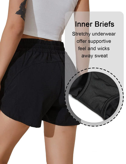 Hotty Hot Solid Color Tennis Skirt Yoga Shorts for Women's Gym Sportswear Pocket Loose Sport Outfit Fitness Runing Workout Short - Smarsty