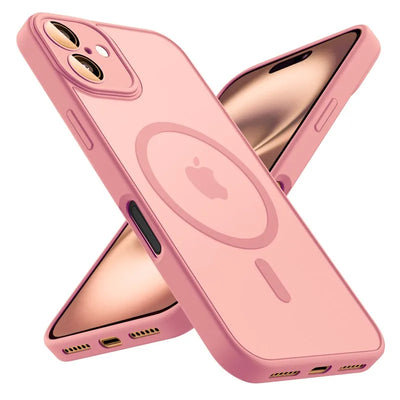 Luxury Frosted Phone Case For iPhone 16 15 14 13 12 11 Pro Max Plus 17 Air For Magsafe Matte Transparent Magnetic Cover - Smarsty