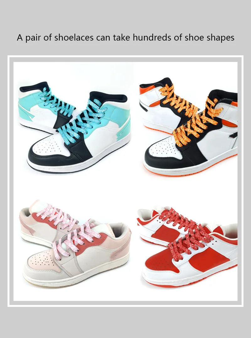 Gilding Flat Shoe Laces Cashew Flower Shoelaces for Sneakers Hand-painted Sports Casual Basketball Tennis Shoelace Shoestrings - Smarsty