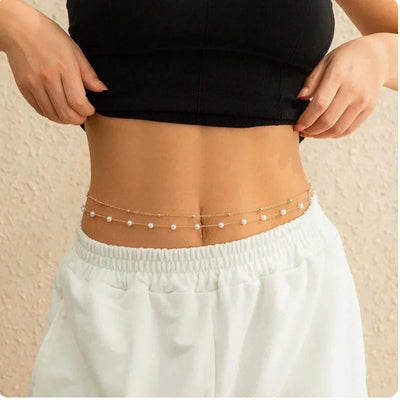 Beach Bikini Waist Chain with Rhinestone Pendant - Smarsty