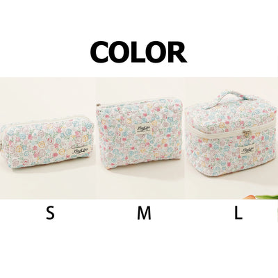 1pcs Cute Quilted Cotton Makeup Bag Women Zipper Cosmetic Organizer Cloth Handbag Box Shape Portable Toiletry Case for Girls - Smarsty
